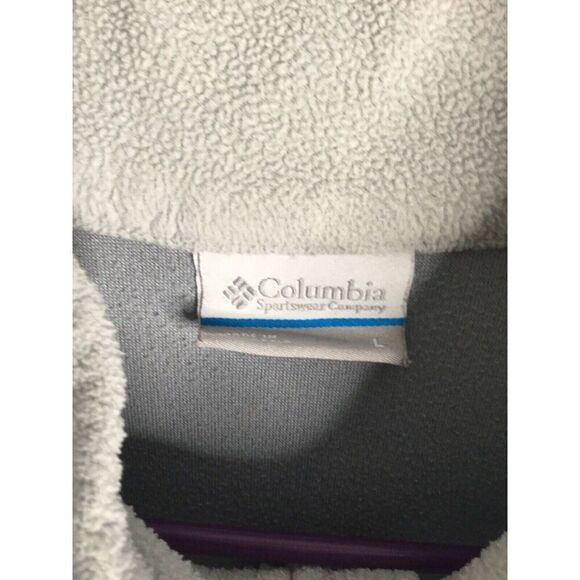 Columbia Large Mens Fleece Pullover Sweater Light Gray 1/3 Zip High/Mock Neck - Picture 9 of 12